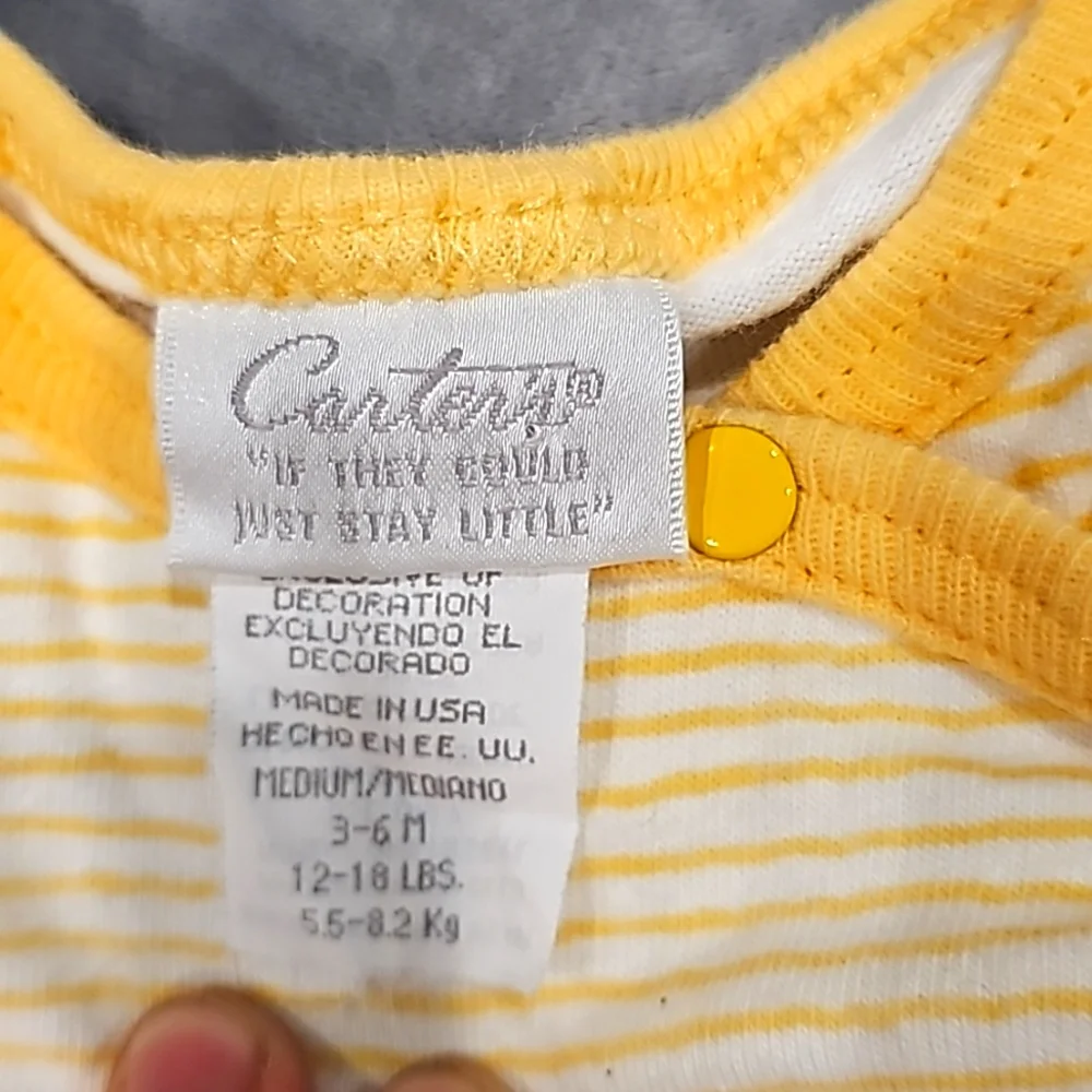 F Carters 3-6mo. unisex set, cute, yellow, teddy bear, button up, pristine